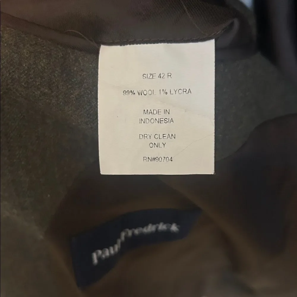 Paul Fredrick Grey Green Wool Sport Coat Brown Corduroy Trim 42R